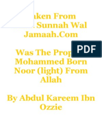 Was the Prophet Mohammed Born Noor (light)