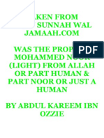 Was the Prophet Mohammed Noor (light)