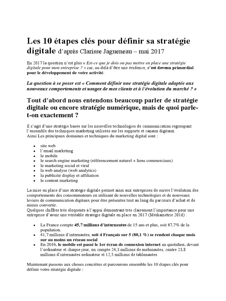 10 étapes pour une stratégie digitale efficace | PDF ...