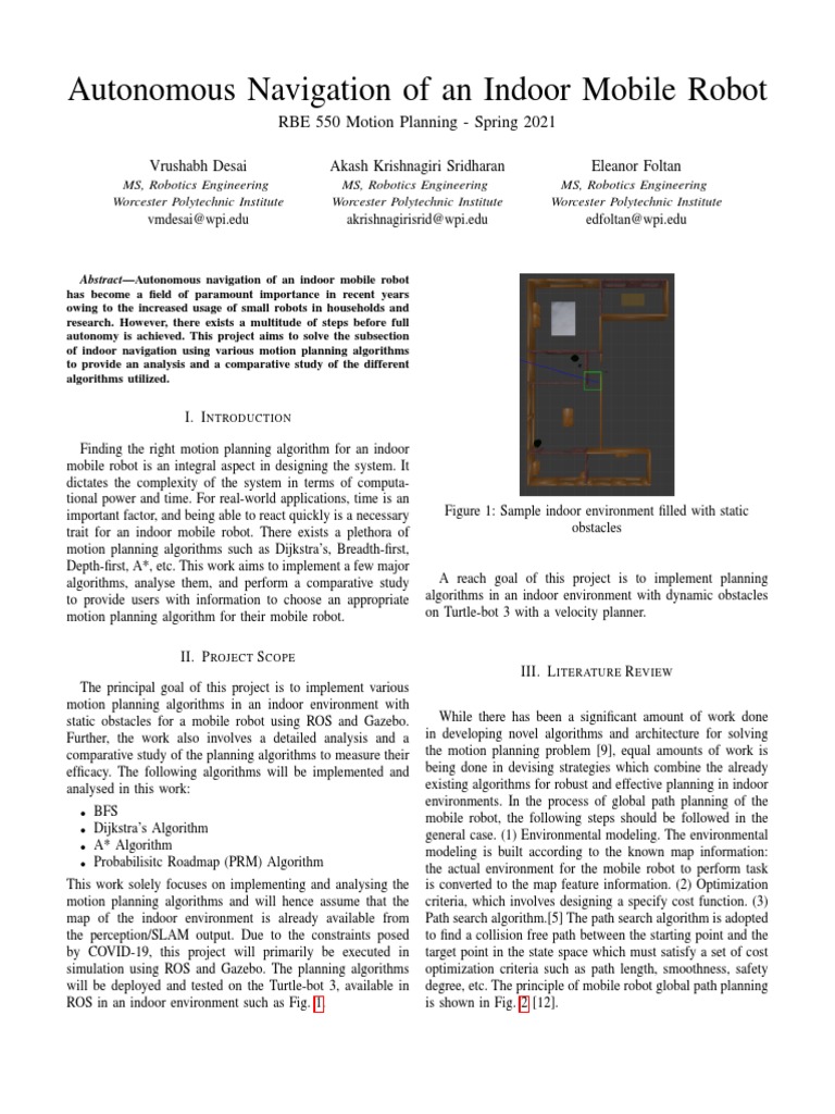 Indoor Mobile Robot Navigation Algorithms | PDF | Theoretical Computer ...