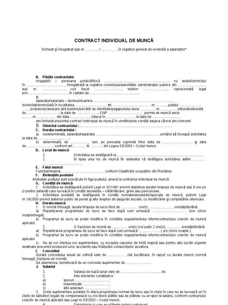 Contract De Munca