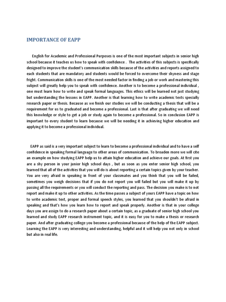 Importance Of Eapp Pdf Shyness Thesis