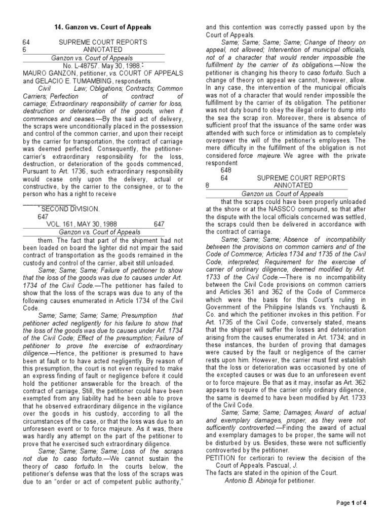 Ganzon vs. Court of Appeals Case Summary | PDF | Law