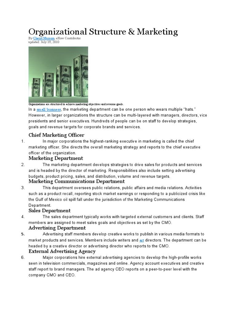 CMO Organizational Structure Overview | PDF | Marketing | Sales