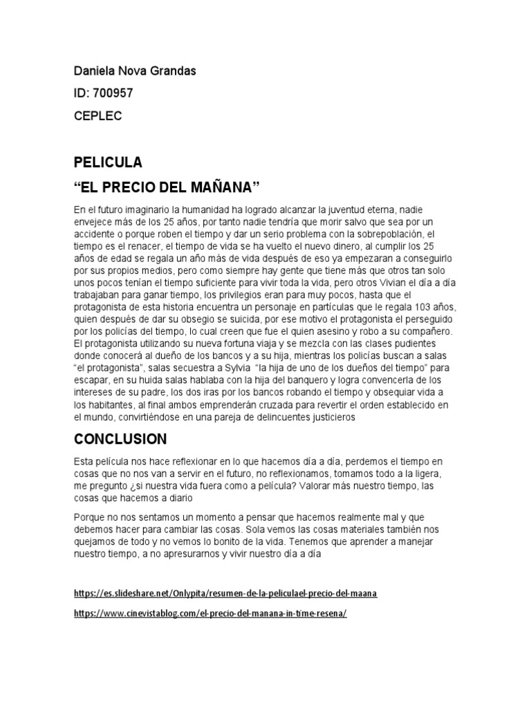 El Precio Del Mañana. | PDF