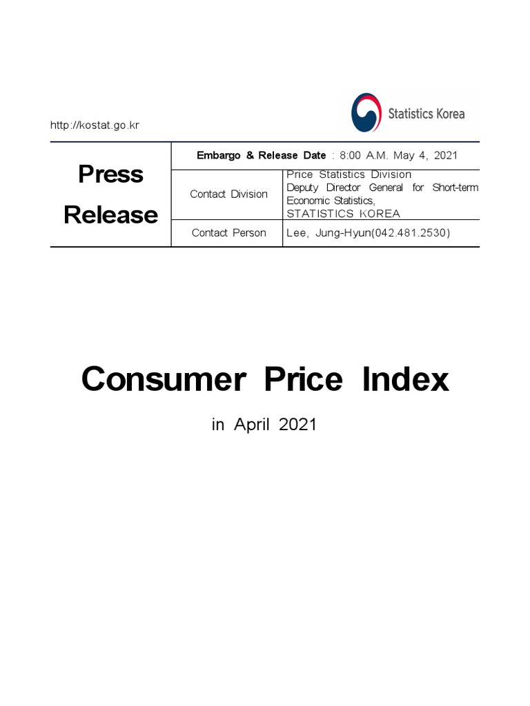 Consumer Price Index April 2021 PDF Consumer Price Index Economies