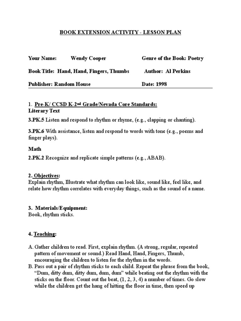 Hand Hand Fingers Thumb-Extension Form | PDF | Rhythm | Poetry