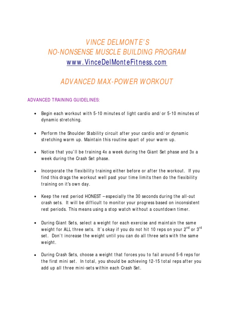 Advanced Max-Power Workout Program | PDF | Weight Training | Recreation
