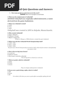 Volleyball Quiz Questions and Answers