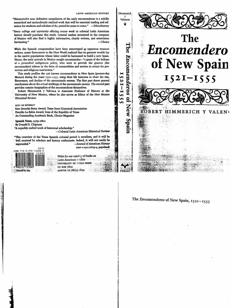 Himmerich, The Encomenderos of New Spain - Ocr | PDF | New Spain | Spanish  Colonization Of The Americas
