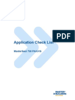 Application Check List - MasterSeal 730 PA-UVS