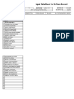 Input Data Sheet For E-Class Record: Region Division District School Name School Id