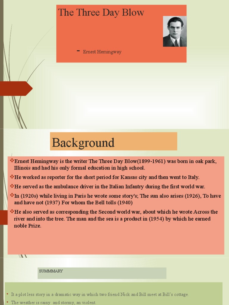 The Three Day Blow Ernest Hemingway PDF Ernest Hemingway Weather