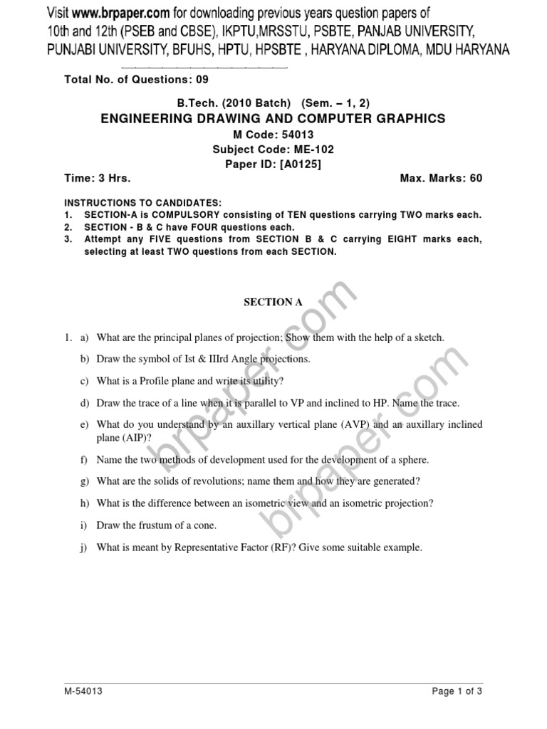 Engineering Drawing and Computer Graphics | PDF | Geometry | Space