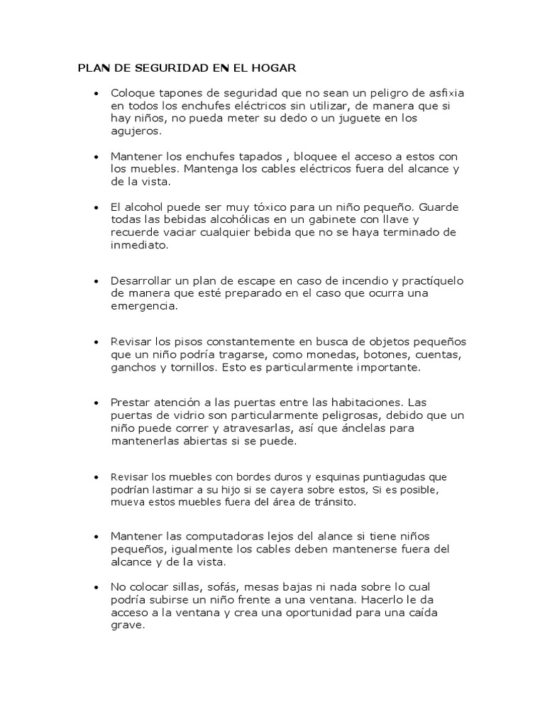 Seguridad Infantil en el Hogar | PDF | Primeros auxilios | Salud y ...