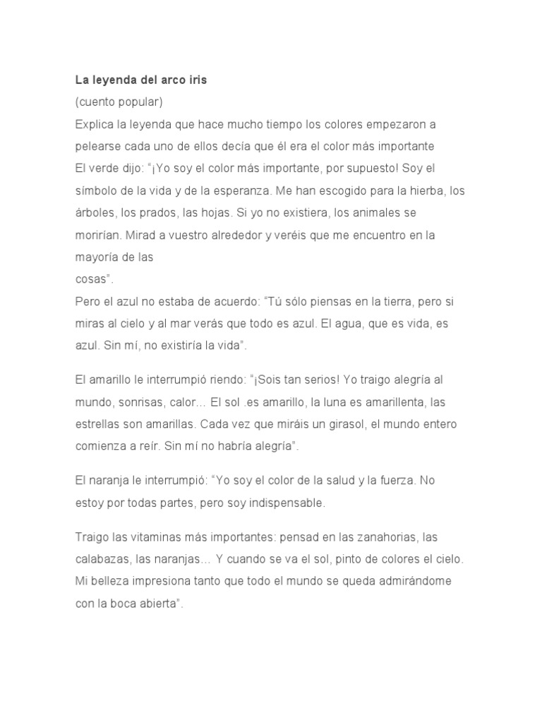 La Leyenda Del Arco Iris | PDF | Arco iris | Color