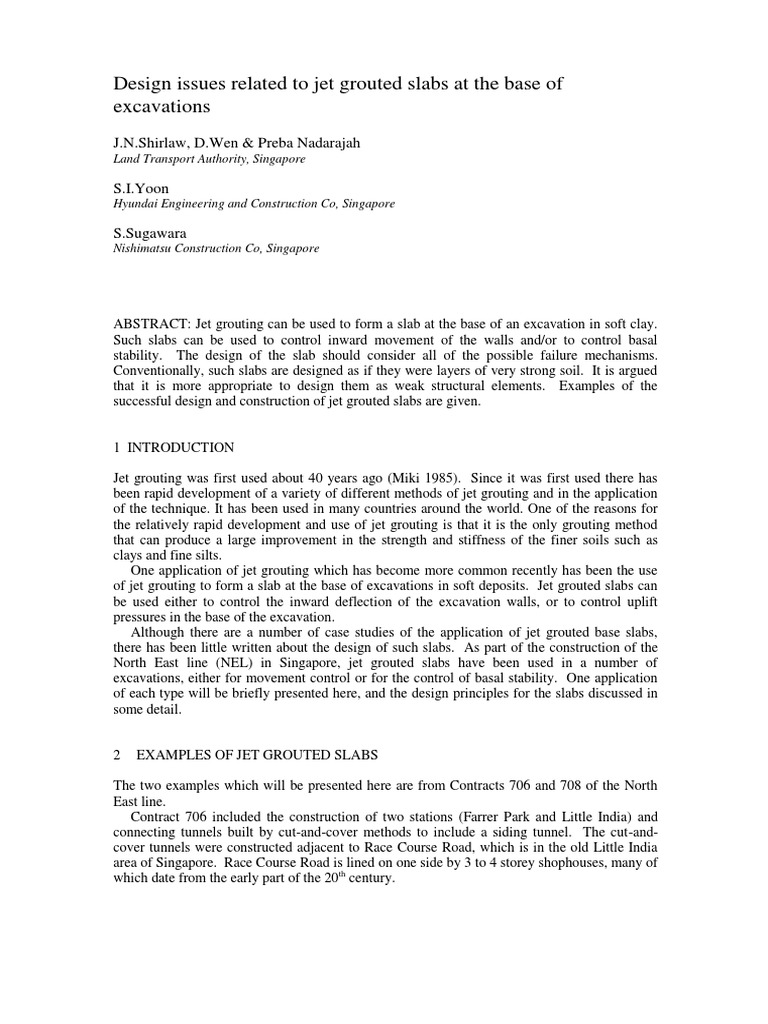 Jet Grouting Design for Excavation Slabs | PDF | Deep Foundation ...