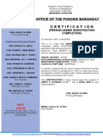 Certificat Ion: Office of The Punong Barangay