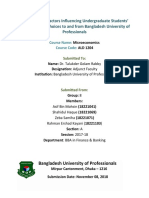 An Analysis of Factors Influencing Undergraduate Students' Transportation Choices To and From Bangladesh University of Professionals