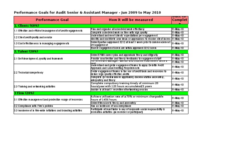 performance-goals-for-audit-senior-assistant-mgr-business-economies