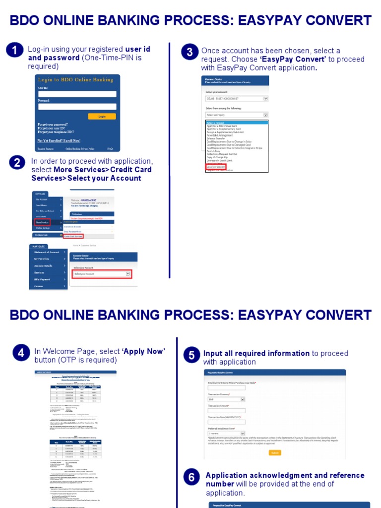 BDO EasyPay Convert Application Guide | PDF