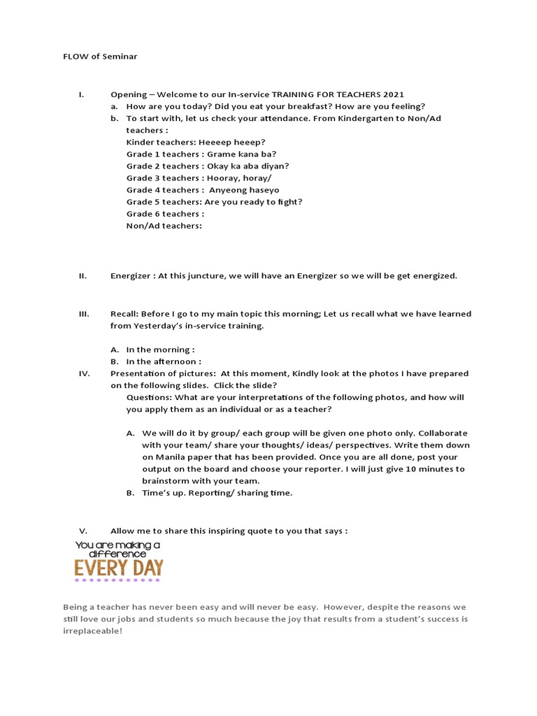 FLOW of Seminar | PDF | Self Awareness | Cognition