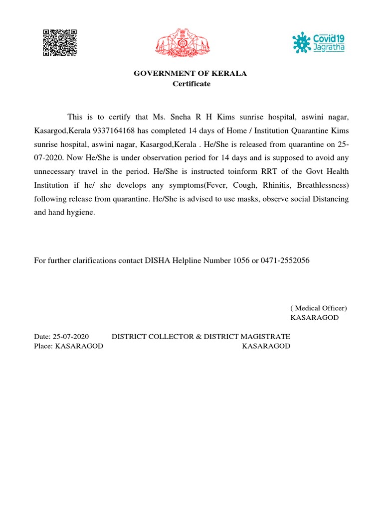 Quarantine Certificate MU1vCckOjHbGqw321MQkYw PDF