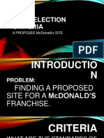 Site Selection Criteria: A Proposed Mcdonald'S Site