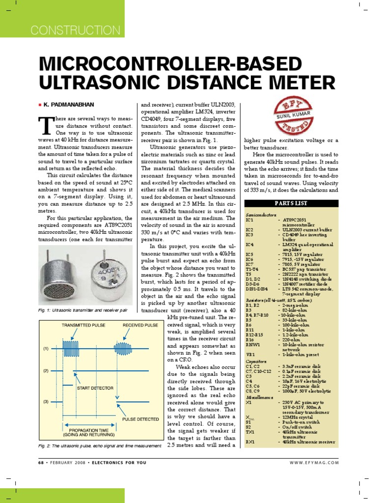 Microcontroller Ultrasonic Distance Meter | PDF | Rectifier | Power ...