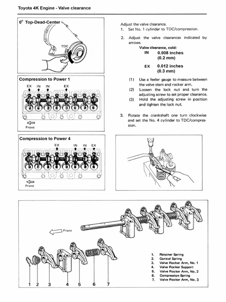 Toyota 4K Valve Clearance Adjustment