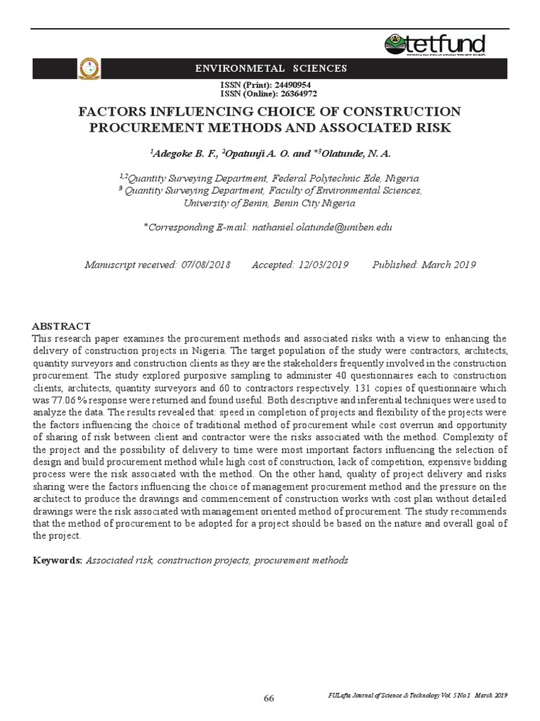 Construction Procurement Methods & Risks | PDF | Procurement | Architect