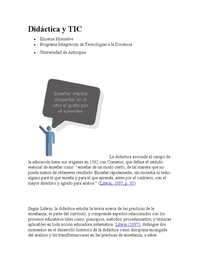 Didáctica y TIC en Educación Actual | PDF | Plan de estudios | Aprendizaje