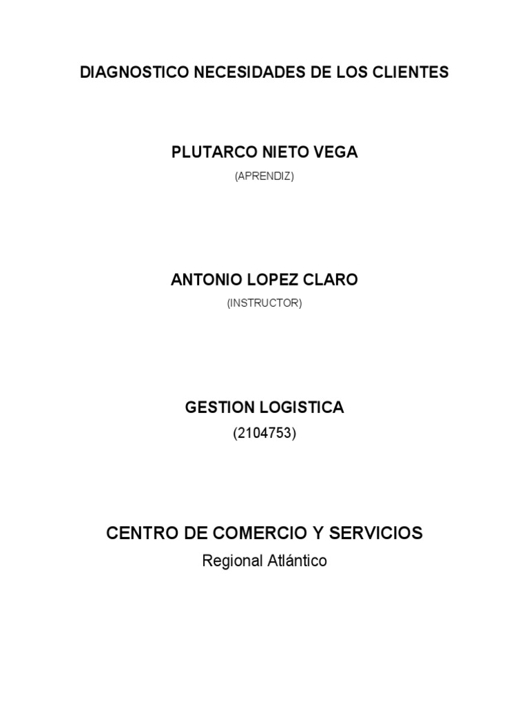 Diagnostico Necesidades de Los Clientes Evidencia 4 | PDF | Análisis ...