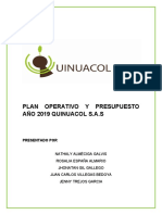 PLAN OPERATIVO Y PRESUPUESTO AÑO 2019 QUINUACOL S