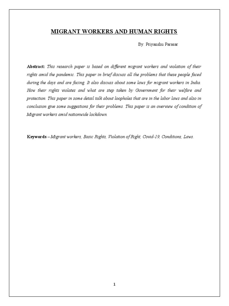 Migrant Workers and Human Rights | PDF | International Labour ...