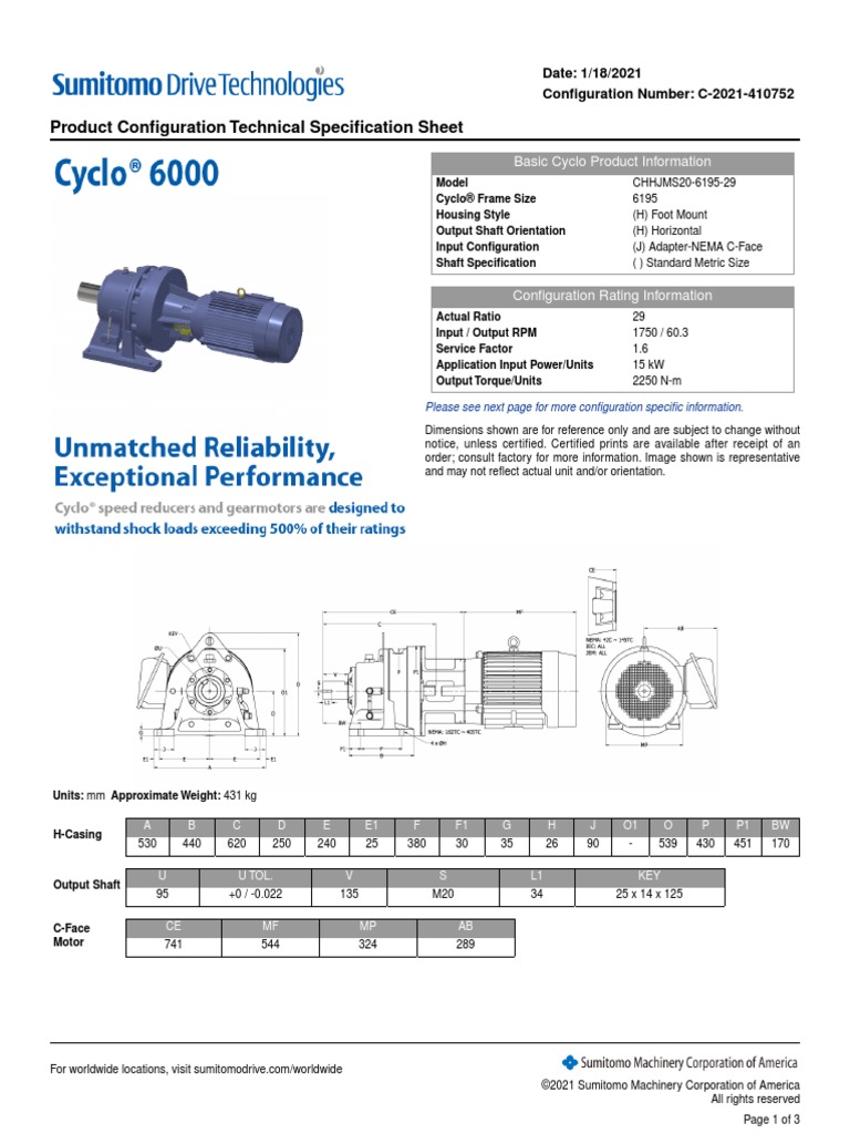 Product Configuration Technical Specification Sheet: Basic Cyclo ...