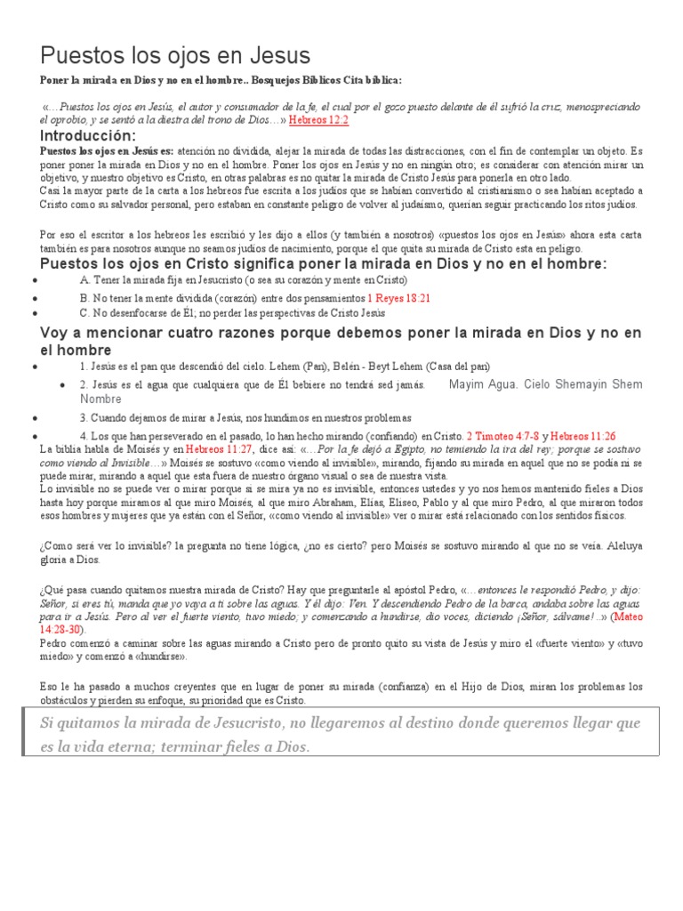 Puestos Los Ojos En Jesus Pdf Jesús Cristo Título