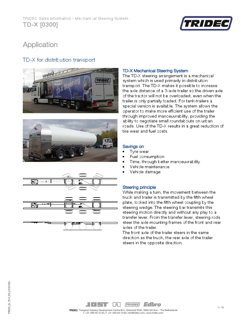 TRIDEC TD-X Mechanical Steering System | PDF | Steering | Trailer (Vehicle)