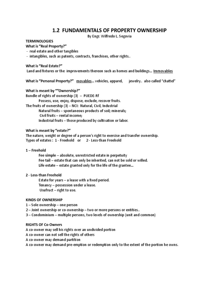 Fundamentals of Property Ownership | PDF | Fee Simple | Ownership