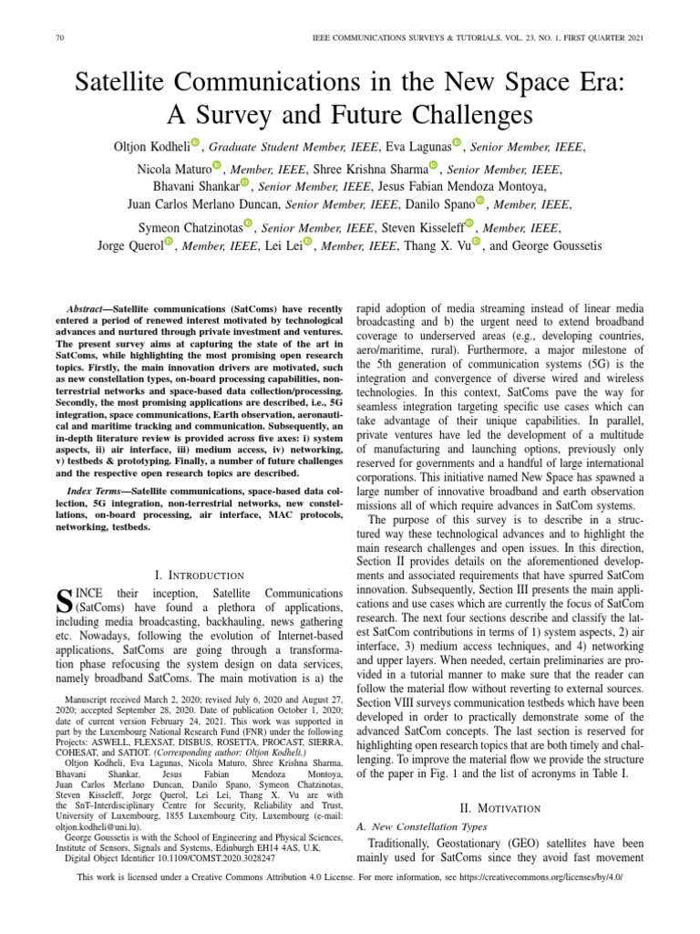 Satellite Communications in The New Space Era: A Survey and Future ...