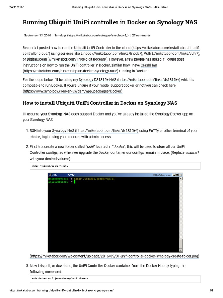 UniFi Controller on Synology Docker | PDF | Wireless Access Point ...