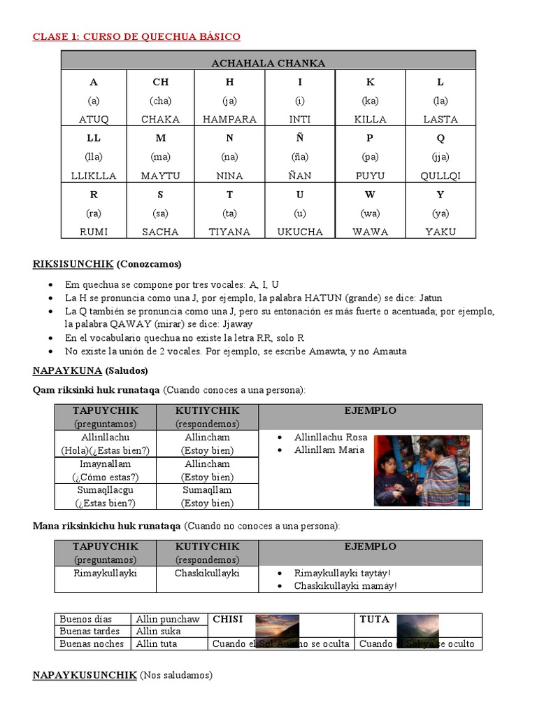 Curso Básico de Quechua: Clase 1 | PDF | Familias de idiomas | Idiomas