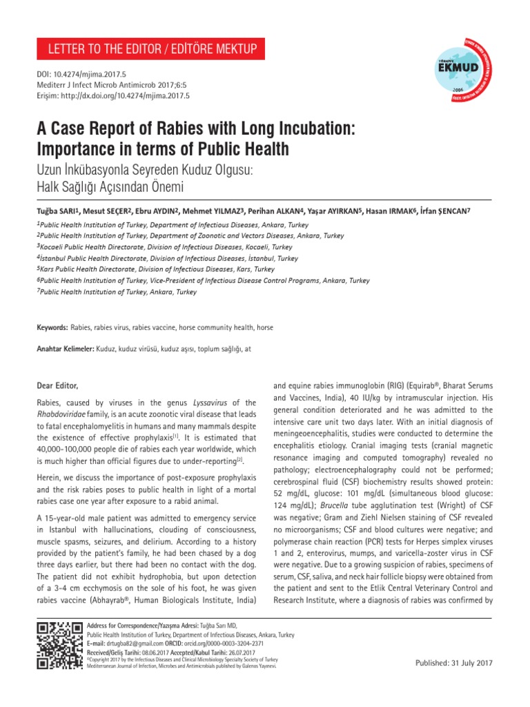 8.A Case Report of Rabies With Long Incubation Impor | PDF | Rabies ...
