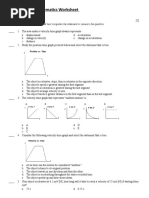 Physics SPH4U - Kinematics Worksheet