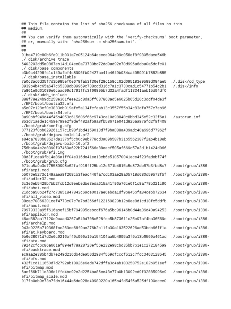 SHA256 Checksums for File Verification | PDF | Microcomputers | Data ...