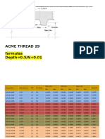 Acme Thread 29 Formulas Depth 0.5/N+0.01