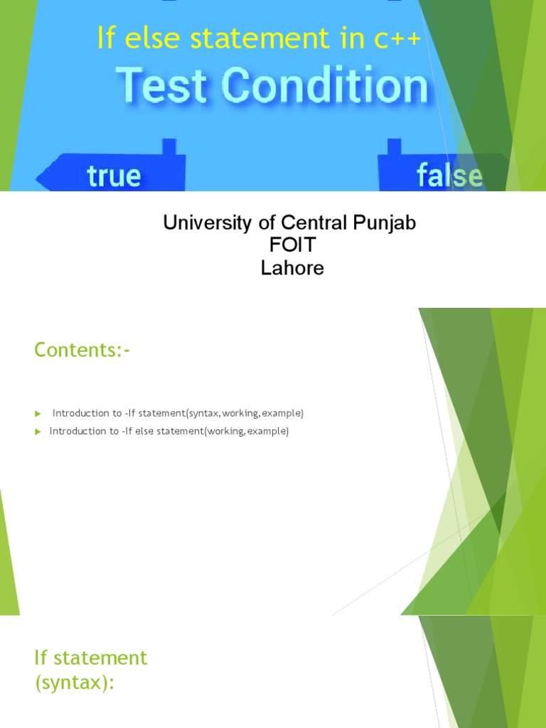 An Introduction To If And If Else Statements In C Pdf