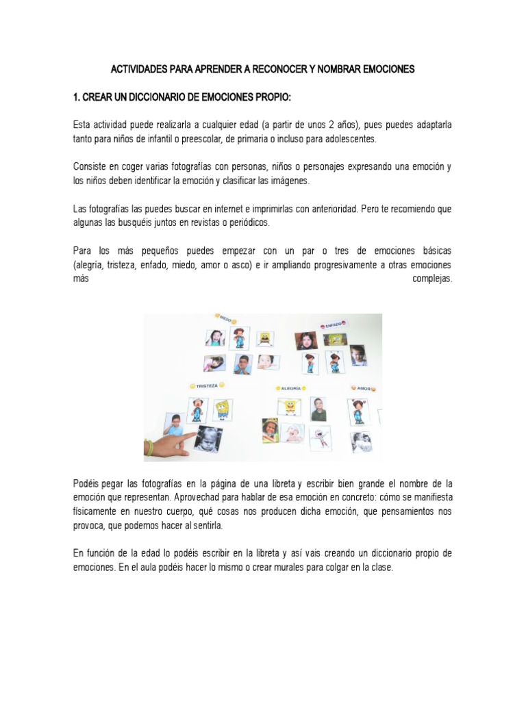 Actividades para Reconocer Emociones Niños | PDF | Empatía | Las emociones