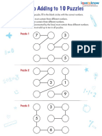 Adding to 10 Puzzles: Fill in the Blanks to Make the Sums Equal 10