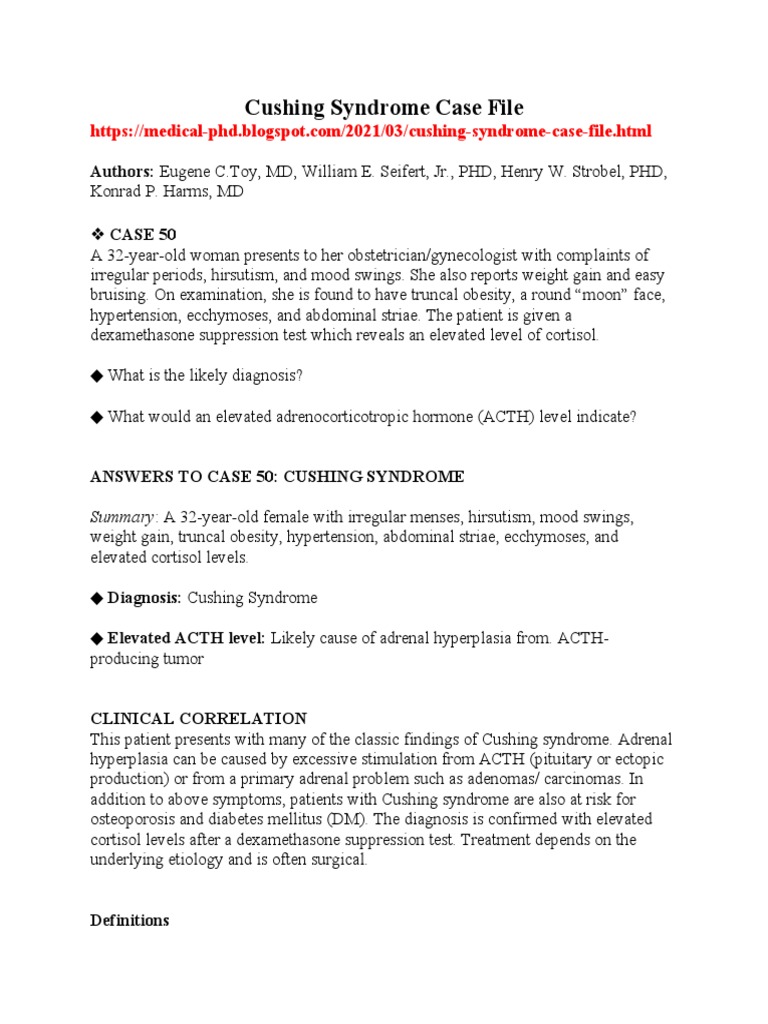 Cushing Syndrome Case File PDF Adrenocorticotropic Hormone Glands